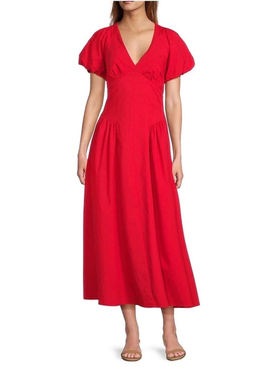 ANTONIO MELANI Dresses & Skirts - ANTONIO MELANI Red V-Neck Puff Sleeve Maxi Dress